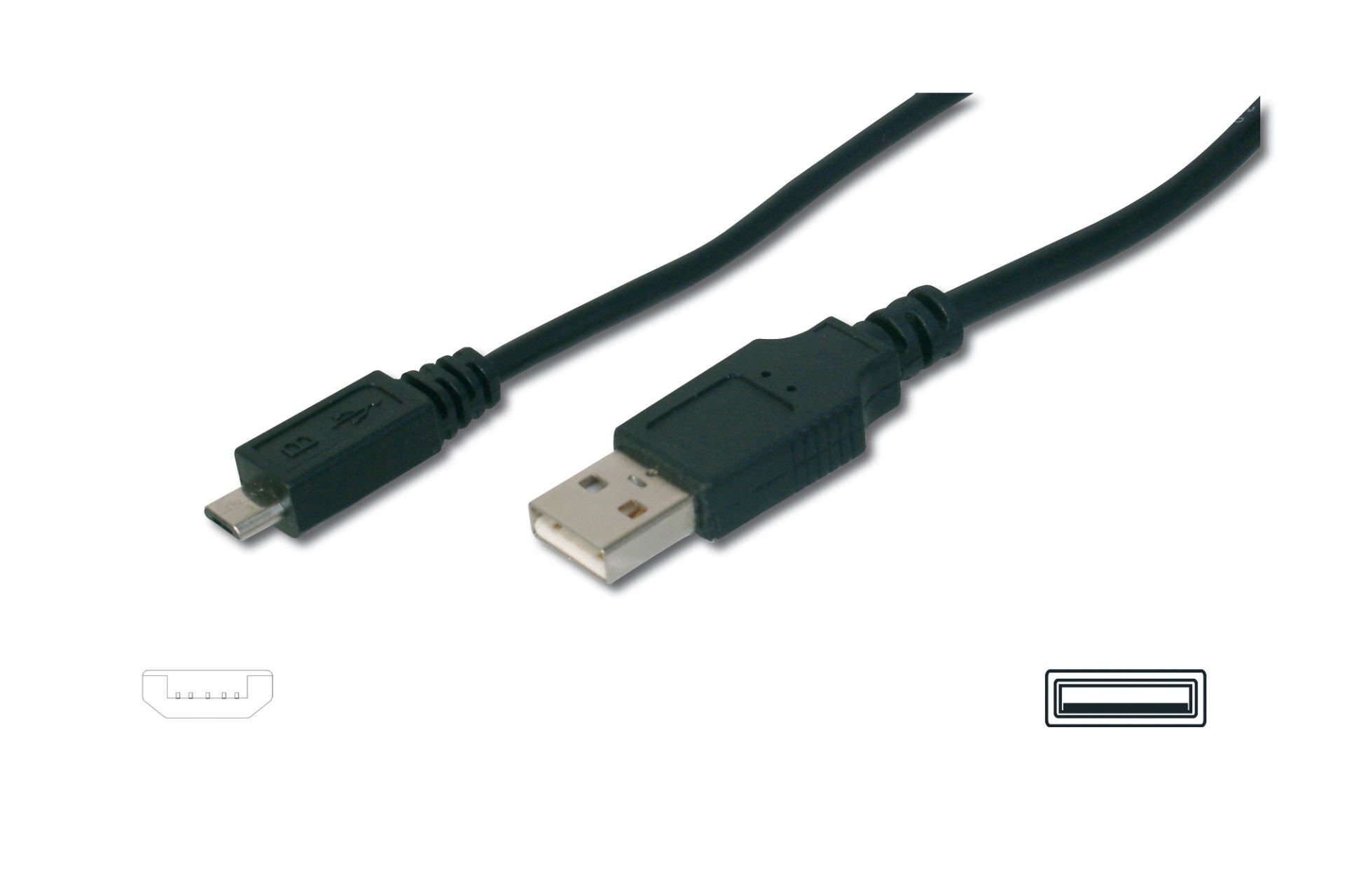 Assmann Usb 2.0 Bağlantı Kablo, Usb A Erkek Mikro Usb B Erkek, 1 Mt, Awg 28, Ul, Siyah Renk