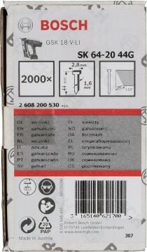 Bosch Gsk 18 V-Li İçin Galvaniz Başsız Çivi 44 Mm 2000 - 2608200530