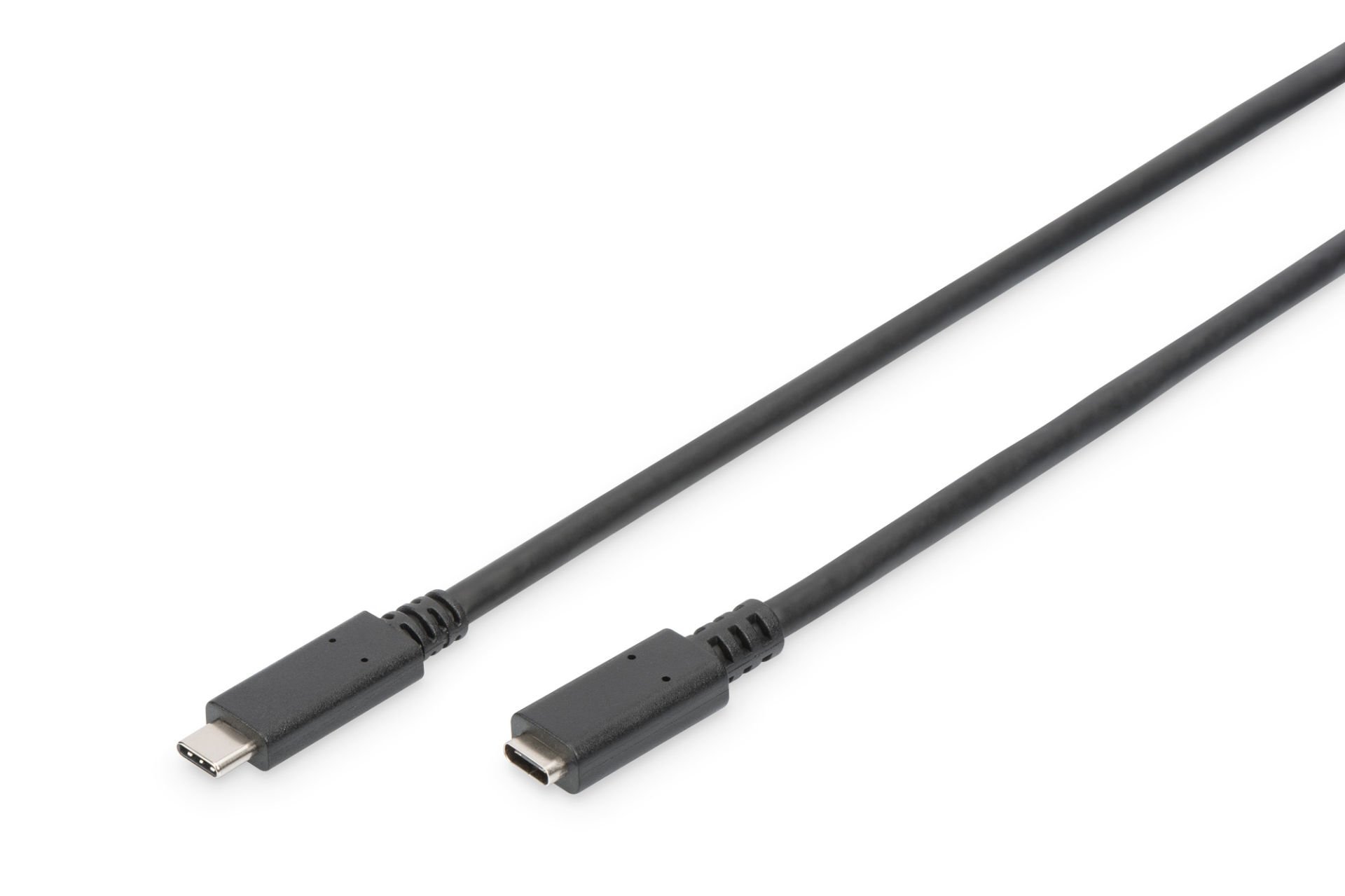 Assmann Usb Tip C™ Gen2 Uzatma Kablosu, Tip C Erkek Tip C Dişi, 0.7 Mt, 5A, 10Gb, 3.1 Versiyon, Ce, Siyah Renk
