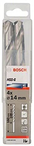 Bosch Metal Matkap Ucu HSS-G DIN 338 (Gümüş) 14,0x160 mm (4 Adet) - 2608585593
