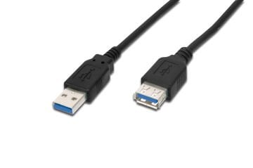 Assmann Usb 3.0 Uzatma Kablosu, Usb A Erkek - Usb A Dişi, 1.8 Mt, Awg 28, 2X Zırhlı, Ul, Siyah