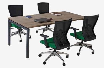 Aras Toplantı Masası 200x100x75 Cm Safir Meşe (Ayak RAL9016 Beyaz Texture)