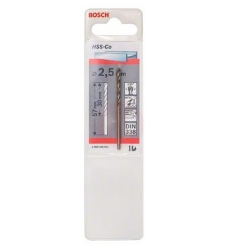 Bosch Metal Matkap Ucu HSS-Co DIN 338 (Altın) 2,5x57 mm (1 Adet) - 2608585841