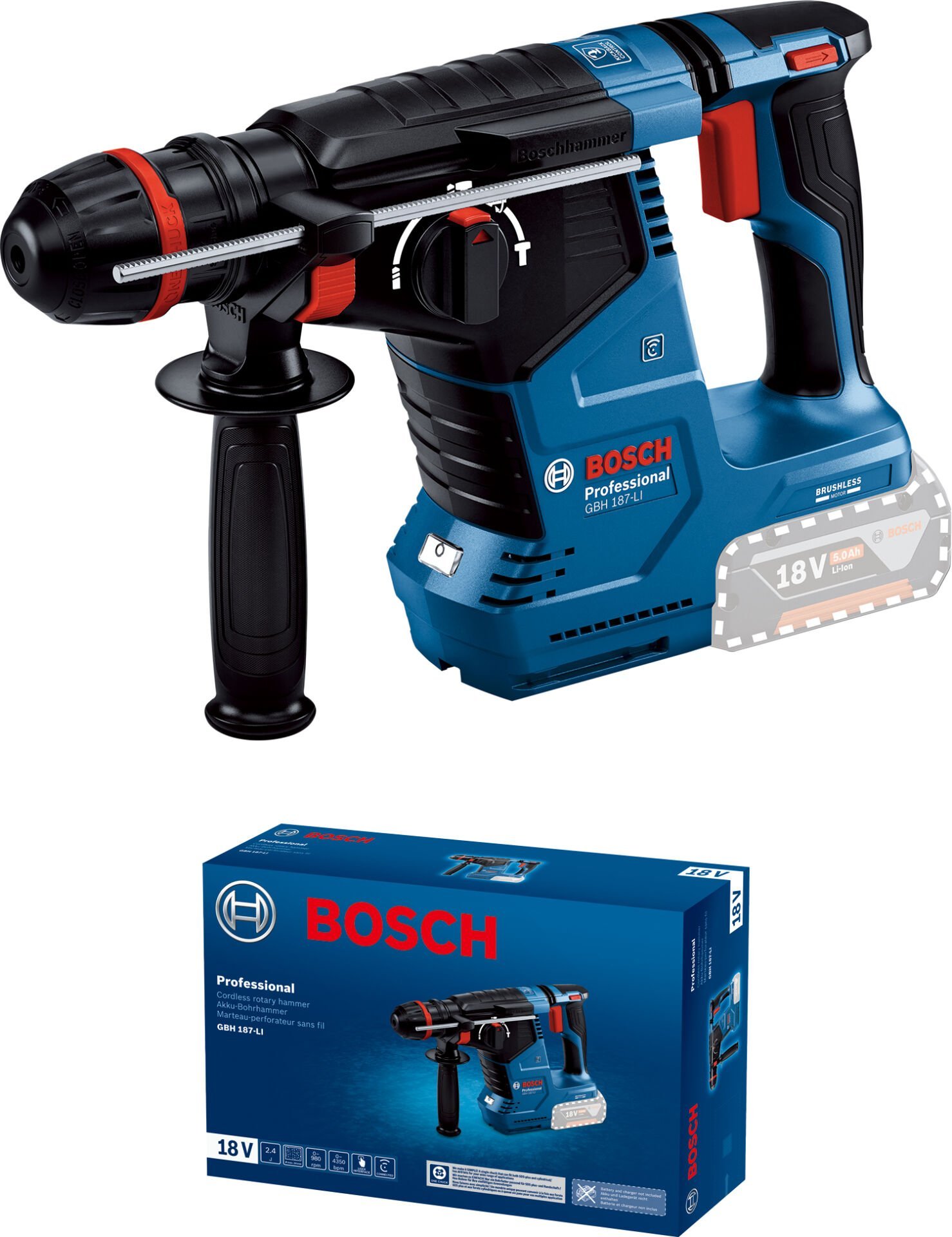 Bosch Akülü Kırıcı Delici Makine GBH 187-LI One Chuck (Aküsüz) - 0611923120
