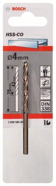 Bosch Metal Matkap Ucu HSS-Co DIN 338 (Altın) 4,0x75 mm (1 Adet) - 2608585846