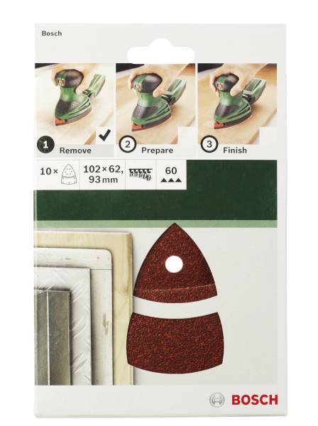 Bosch Çok Amaçlı Zımpara Kağıdı 11 Delik 102x62/93 mm 120 Kum (10 Adet) - 2609256A64
