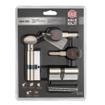 Kale Kilit Sistem (Cec+Cecm) Silindirler 68 mm Saten İkili Pas Sistem Blister