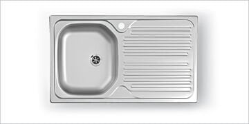 Artenova Ankastre Eviye Mat 1 Hazneli Damlalıktan Taşmalı Eviye (Sifon Dahil S-002) 435x860 mm (AE8650T)