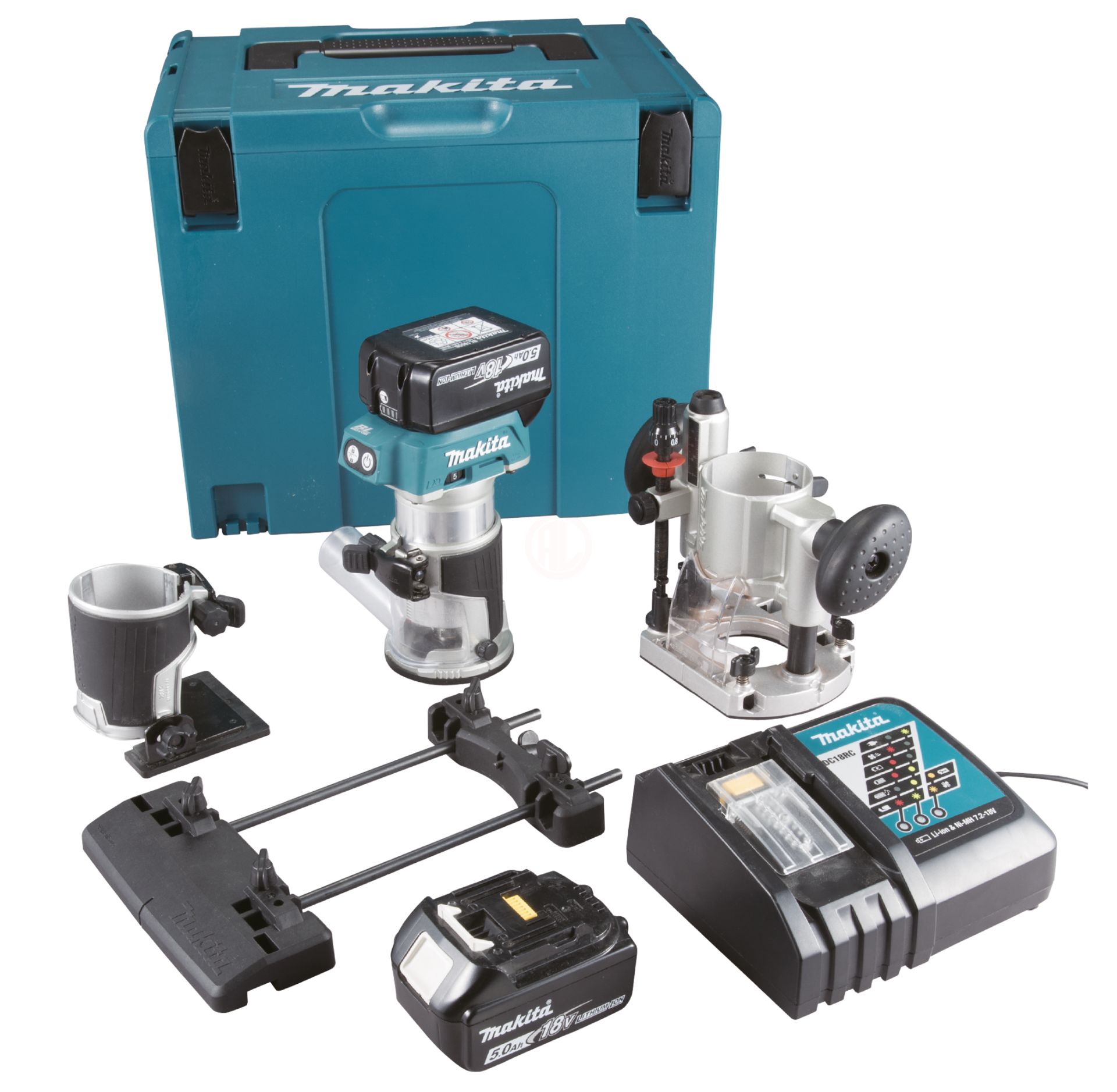 Makita Akülü Freze Makinesi Set DRT50RTJX9 (2 x 5,0 Ah Akü)