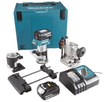 Makita Akülü Freze Makinesi Set DRT50RTJX9 (2 x 5,0 Ah Akü)