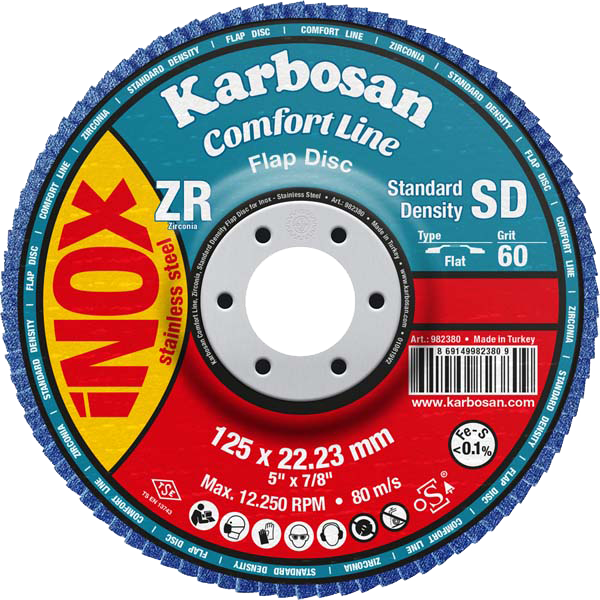 Karbosan Comfort Line Zirkonyum Standart Yoğunluk Flap Disk Konik 115 Mm 40 Kum