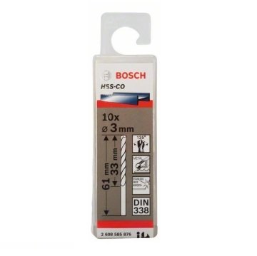 Bosch Metal Matkap Ucu HSS-Co DIN 338 (Altın) 3,0x61 mm (10 Adet) - 2608585876