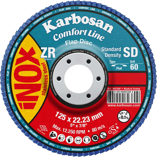Karbosan Comfort Line Zirkonyum Standart Yoğunluk Flap Disk Konik 115 Mm 60 Kum