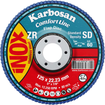 Karbosan Comfort Line Zirkonyum Standart Yoğunluk Flap Disk Konik 115 Mm 60 Kum