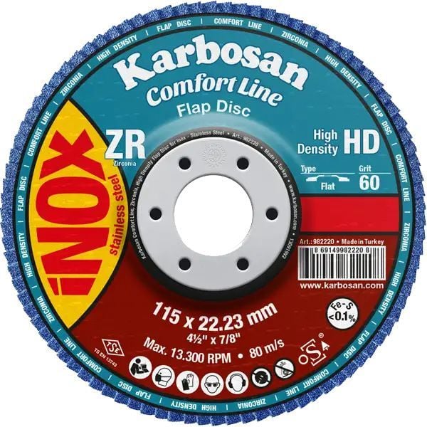 Karbosan Comfort Line ZR Standart Yoğunluk Flap Disk ZXR11 Konik 115 mm 80 Kum - KAR982185