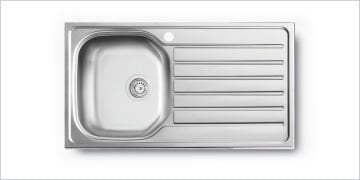 Artenova Ankastre Eviye Mat 1 Hazneli Damlalıklı Eviye (Sifon Dahil S-003) 500x860 mm (AE850)