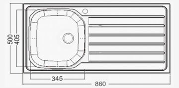 Artenova Ankastre Eviye Mat 1 Hazneli Damlalıklı Eviye (Sifon Dahil S-003) 500x860 mm (AE850)