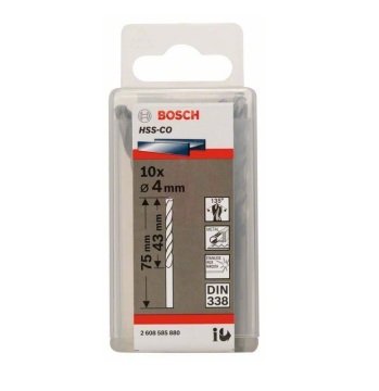 Bosch Metal Matkap Ucu HSS-Co DIN 338 (Altın) 4,0x75 mm (10 Adet) - 2608585880