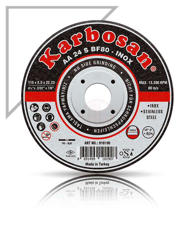 Karbosan Paslanmaz Çelik (Inox) Kesme Disk T41 Düz 230x3,0x22,23 mm AA 24 S BF80 - KAR910220