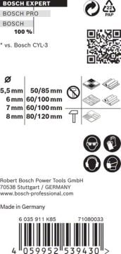 Bosch Çok Amaçlı Matkap Ucu Expert CYL-9 MC Set (4 Parça) (5,5/6/7/8 mm) (5 Adet) - 2608900650