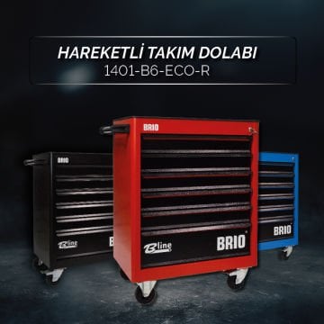 Brio Hareketli Tekerlekli Takım Dolabı Takım Arabası 6 Çekmeceli Kilitli Eco 74 Parça Siyah Dolu