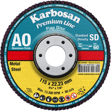 Karbosan Premium Line Alüminyum Oksit Standart Yoğunluk Flap Disk Düz 180 Mm 60 Kum