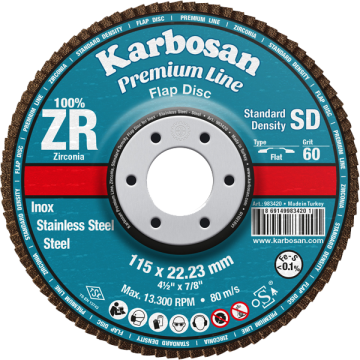 Karbosan Premium Line Zirkonyum Standart Yoğunluk Flap Disk Konik 180 Mm 60 Kum