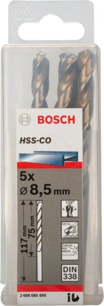 Bosch Metal Matkap Ucu HSS-Co DIN 338 (Altın) 8,5x117 mm (5 Adet) - 2608585895