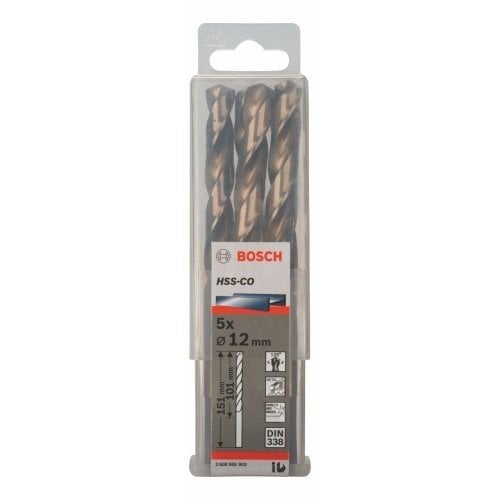 Bosch Metal Matkap Ucu HSS-Co DIN 338 (Altın) 12,0x151 mm (5 Adet) - 2608585903