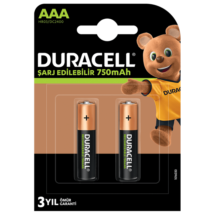 Duracell 750 Mah Şarjlı İnce Pil 2'li
