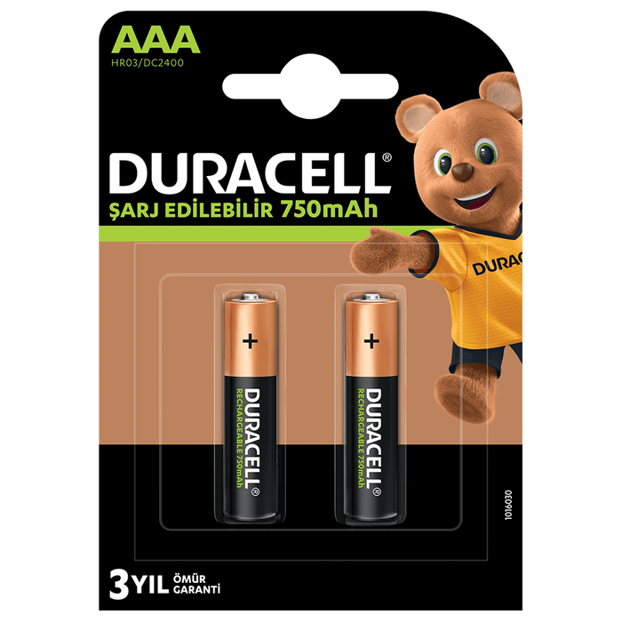 Duracell 750 Mah Şarjlı İnce Pil 2'li