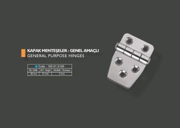 Armetal Sabit Kapak Tipi Menteşe Polisajlı 304 Kalite 38x57x2,0 mm (Kısa Kare - Kısa Köşeli)