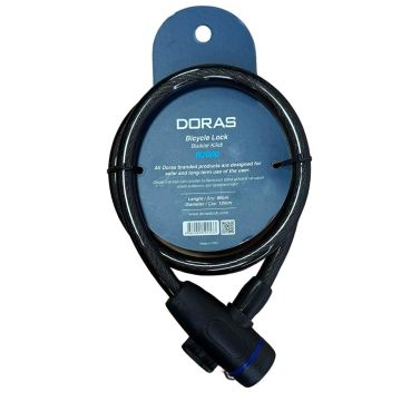 Doras 80 cm Boy 12 mm Çap Anahtarlı Bisiklet Kilidi Siyah