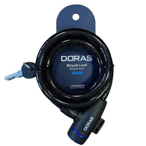 Doras 150 cm Boy 12 mm Çap Anahtarlı Bisiklet Kilidi