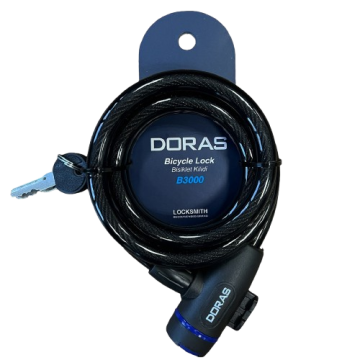 Doras 150 cm Boy 12 mm Çap Anahtarlı Bisiklet Kilidi