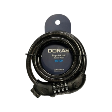 Doras 120 cm Boy 12 mm Çap Anahtarlı Bisiklet Kilidi Siyah