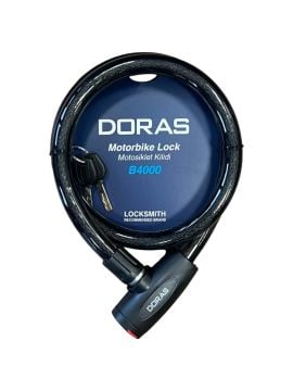 Doras 120 cm Boy 20 mm Çap Anahtarlı Motosiklet Kilidi Siyah