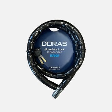 Doras 120 cm Boy 20 mm Çap Körüklü Motosiklet Kilidi Siyah