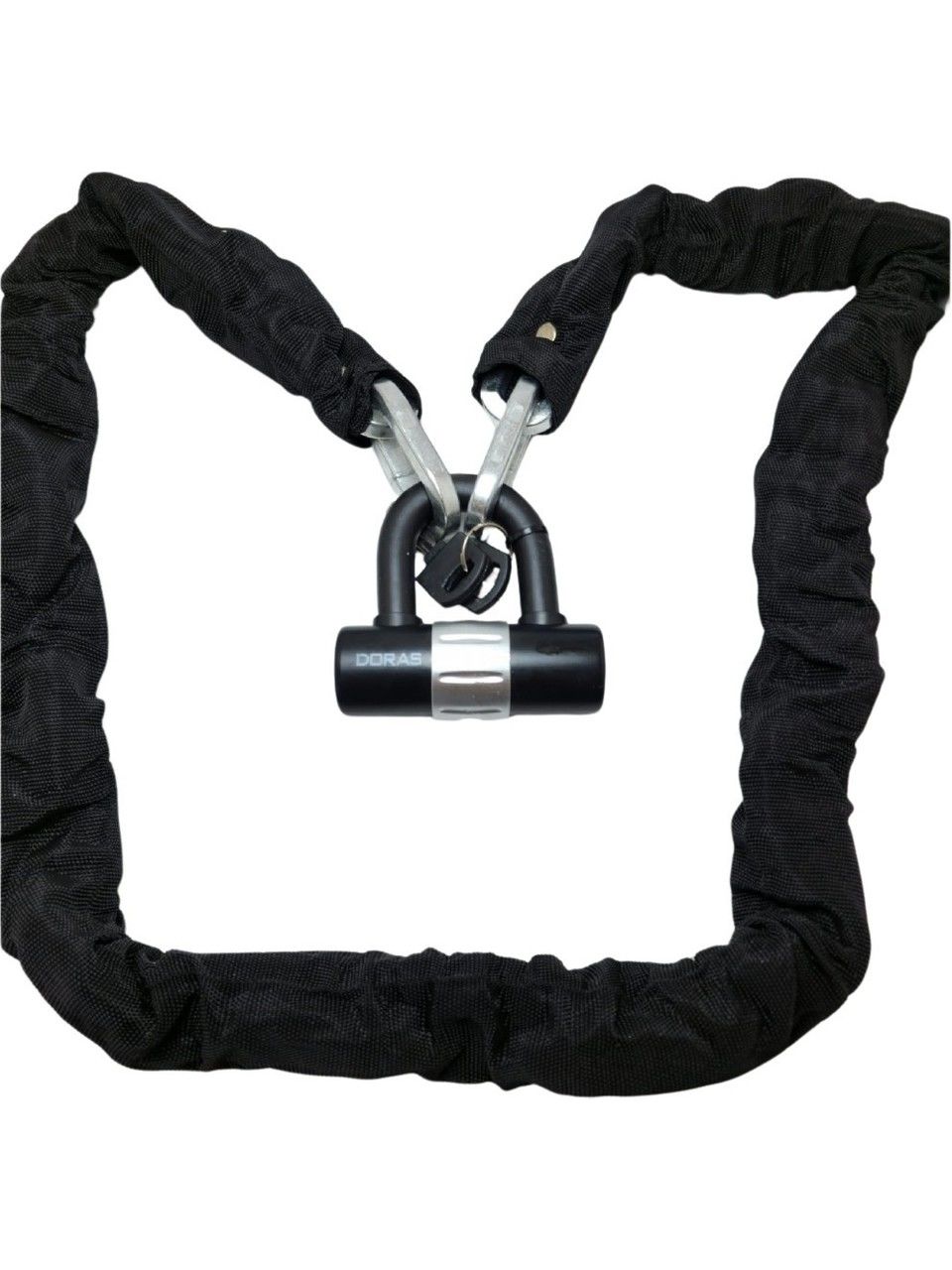 Doras 150 cm Boy 10 mm Çap Zincirli Motosiklet Kilidi Siyah