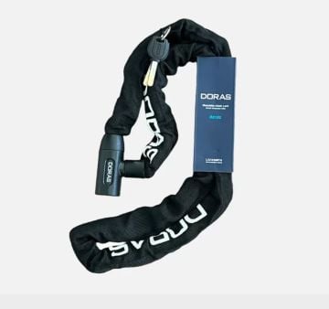 Doras 150 cm Boy 8 mm Çap Zincirli Motosiklet Kilidi Siyah