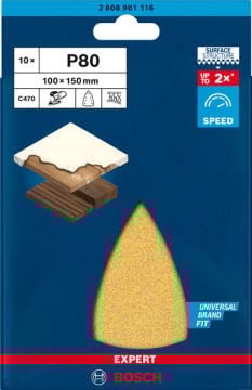 Bosch Expert Zımpara Kağıdı 100x150 80 Kum 7 Delikli 10 Lu Paket - 2608901116