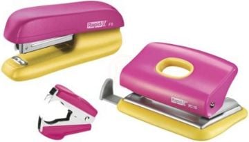 Rapid Zımba ve Delgeç Set Mini F5 Pembe / Sarı - 5000371
