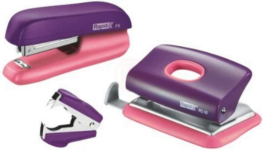 Rapid Zımba ve Delgeç Set Mini F5 Mor / Pembe - 5000372