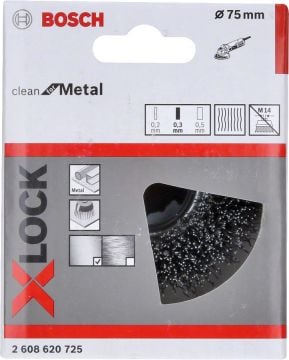 Bosch X-Lock Çelik Saçaklı Çanak Fırça Clean For Metal 75x0,30 mm - 2608620725