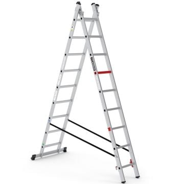 Çağsan Duomax İki Parçalı Çok Amaçlı Alüminyum Merdiven 2x9 Basamaklı - TSA85