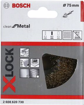 Bosch X-Lock Çelik Saçaklı Çanak Fırça Clean For Metal 70x0,30 mm (Pirinç Kaplama) - 2608620730