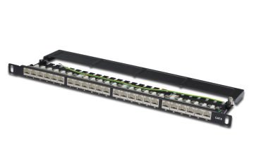 Assmann Digitus 19 Inch 24 Port Cat.6 Patch Panel, Zırhlı (Shielded), Siyah Renk, 0,5U Boyut