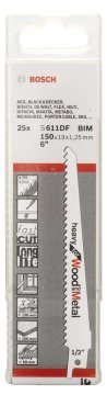 Bosch Panter Testere Bıçağı Heavy For Wood And Metal S 611 DF 150 mm (25 Adet) - 2608657561
