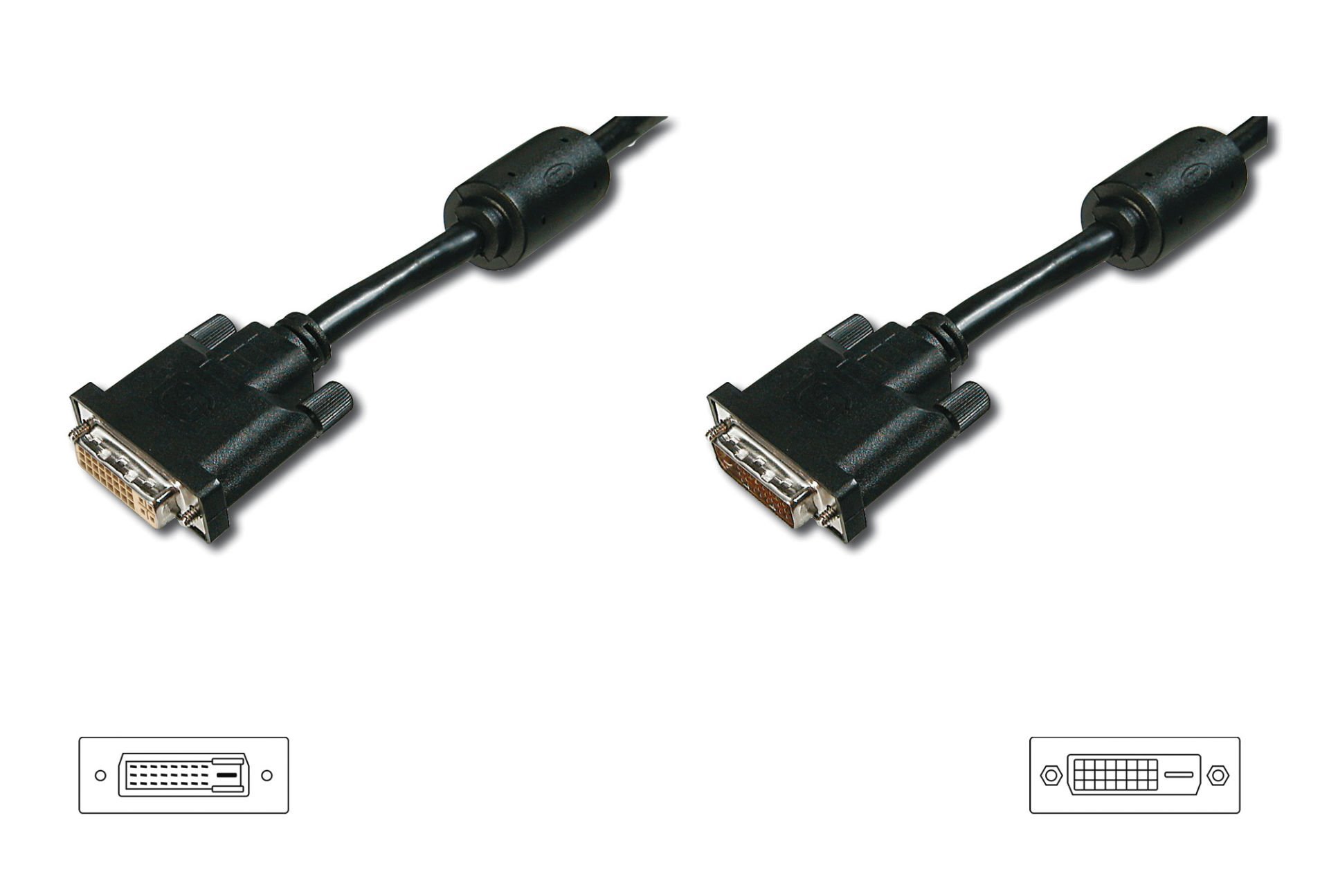 Assmann Dvı-D Uzatma Kablosu, Dvı (24 + 1) Erkek - Dvı (24 + 1) Dişi, 2 X Ferrite, 5 Mt, Cu, Awg28, 2 X Zırhlı, Dual Link, Ul, Siyah Renk