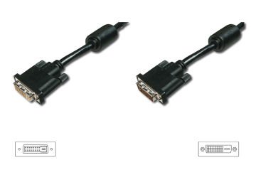 Assmann Dvı-D Uzatma Kablosu, Dvı (24 + 1) Erkek - Dvı (24 + 1) Dişi, 2 X Ferrite, 5 Mt, Cu, Awg28, 2 X Zırhlı, Dual Link, Ul, Siyah Renk